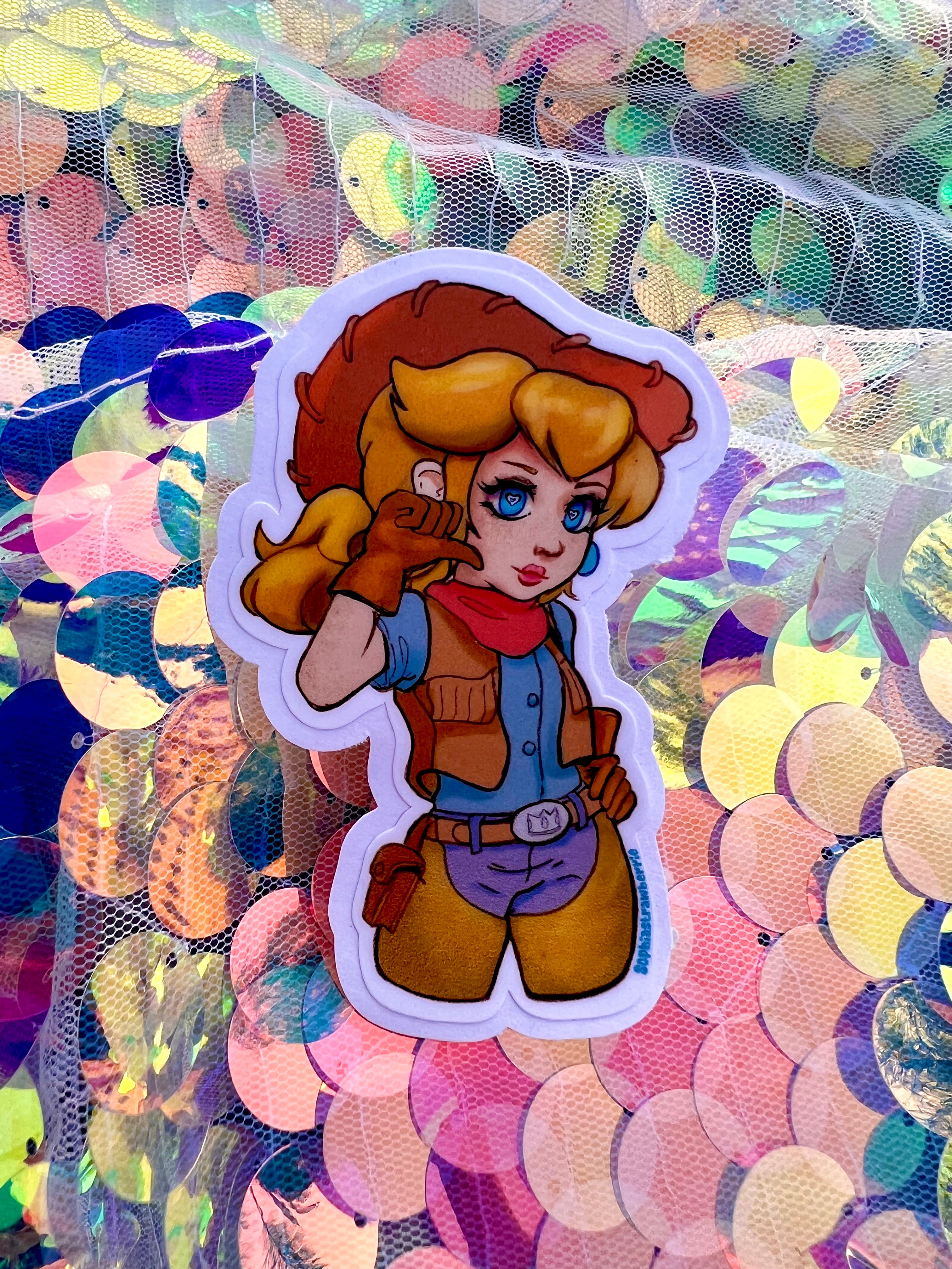 Cowboy Peach Princess Waterproof Sticker