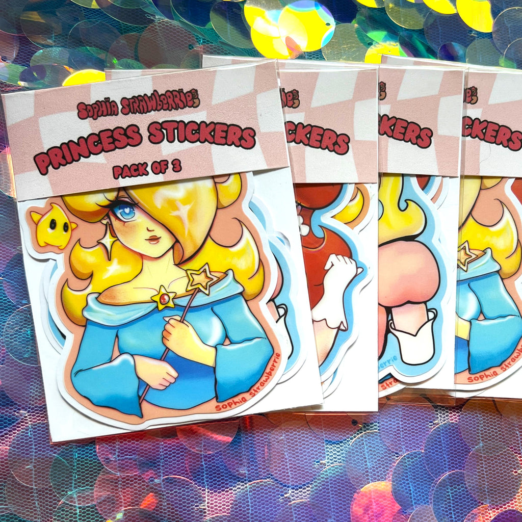 Princess Sticker Pack of 3 Waterproof Stickers
