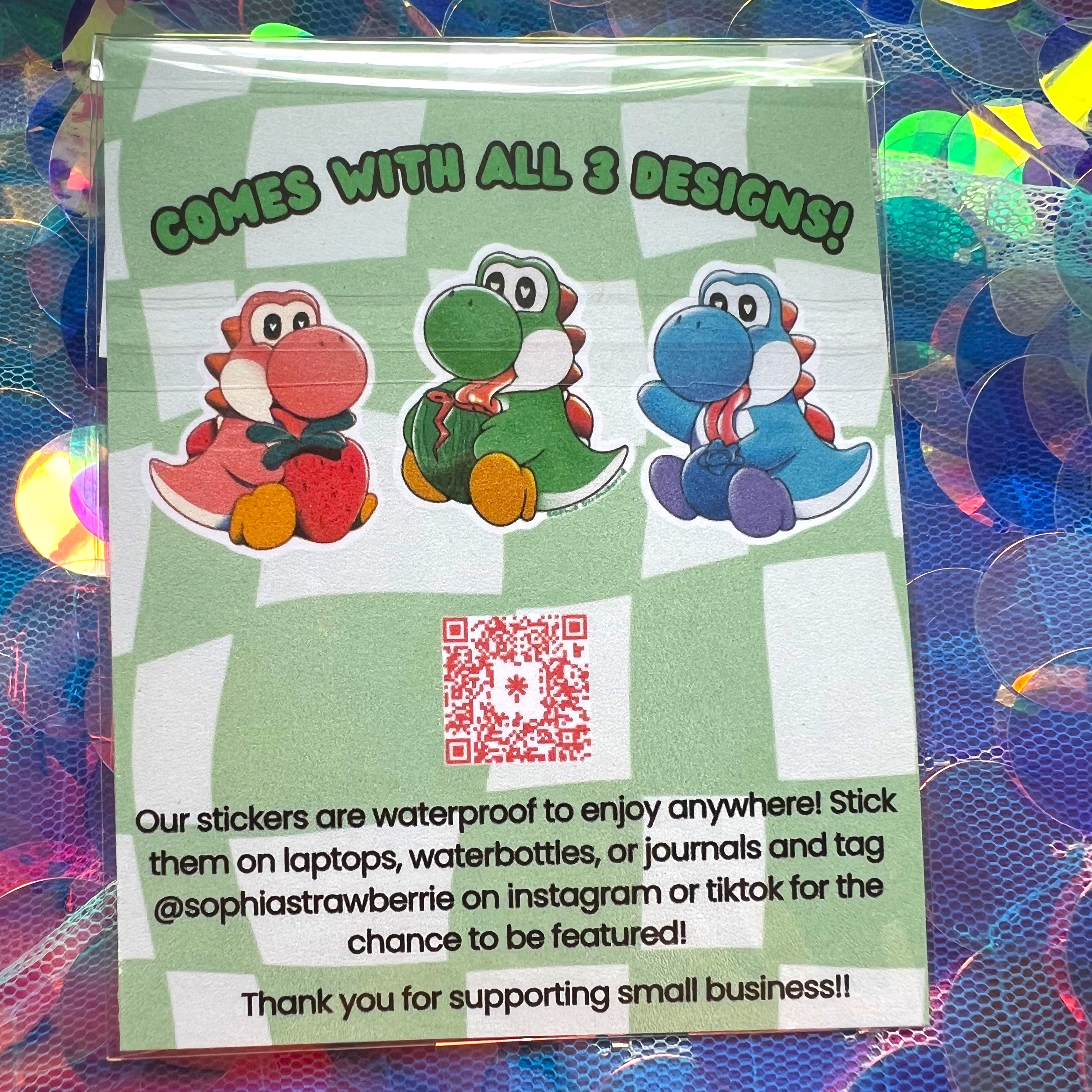 Fruit Yoshi Sticker Pack of 3 Waterproof Stickers